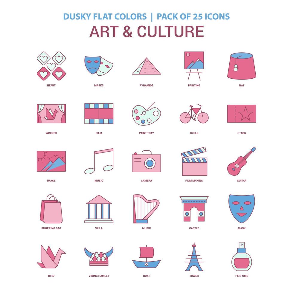 Art and Culture icon Dusky Flat color Vintage 25 Icon Pack vector