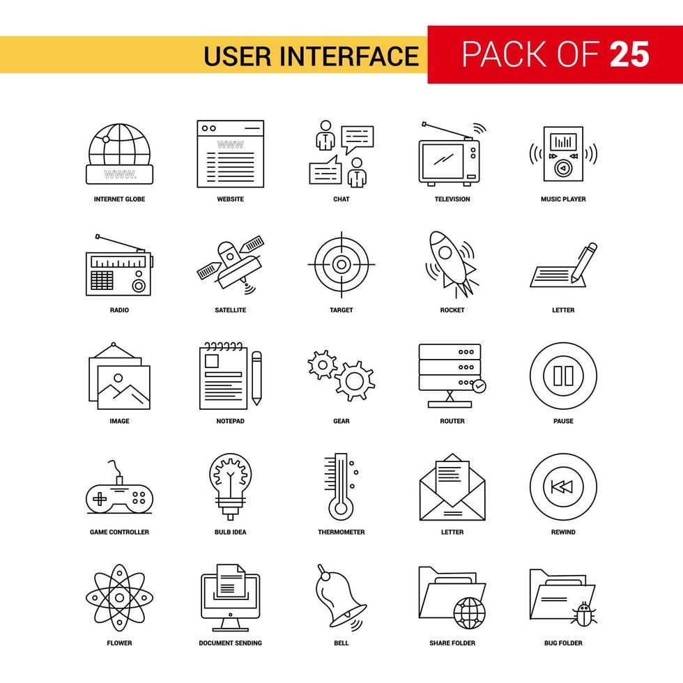 User Interface Black Line Icon 25 Business Outline Icon Set vector