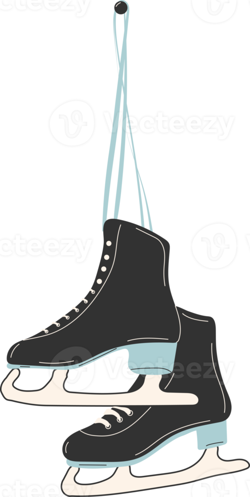 Ice skates for figure skating in winter. Outdoor skating rink. Winter sports.  illustration png