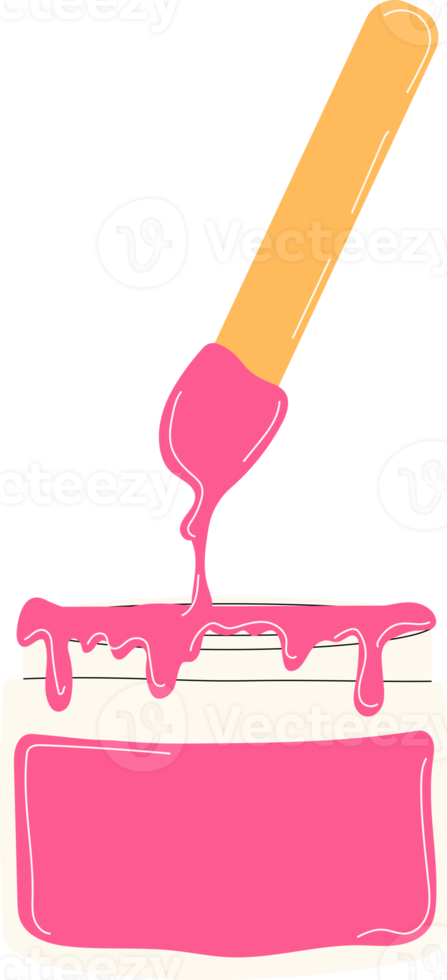 Cup with sugar paste and spatula. Emblem in a circle in nice natural colors. It can be used as icon or design element for beauty and SPA site, blogs of depilation master, cosmetologist png
