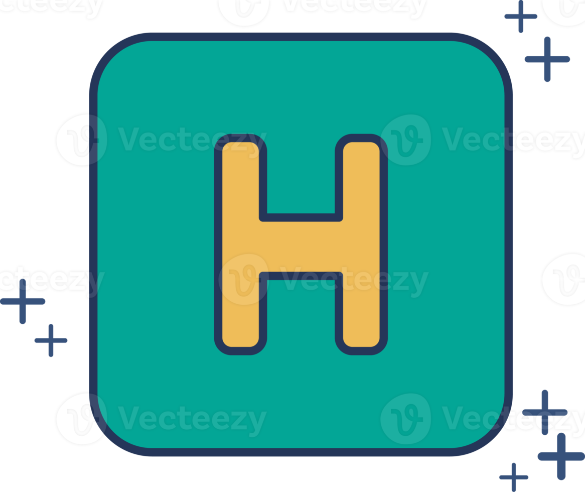Hospital icon illustration glyph style design with color and plus sign. png