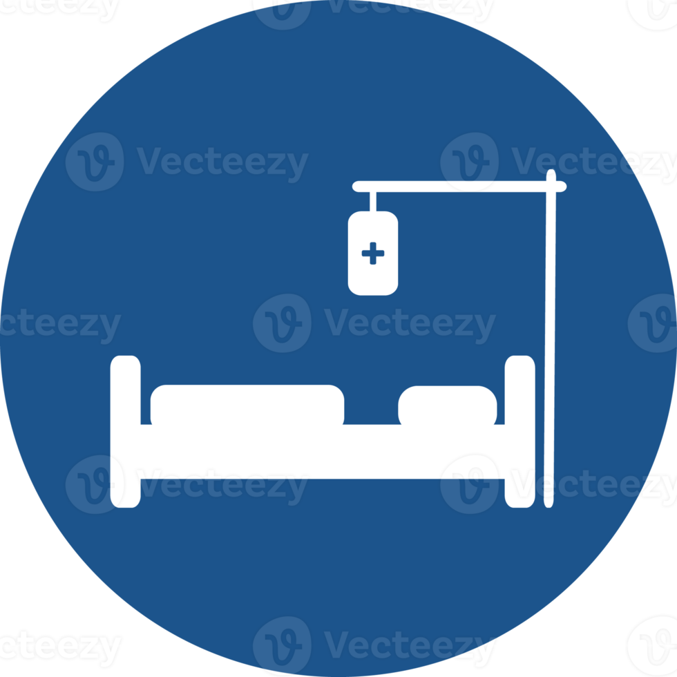 Hospital bed icons design in blue circle. png