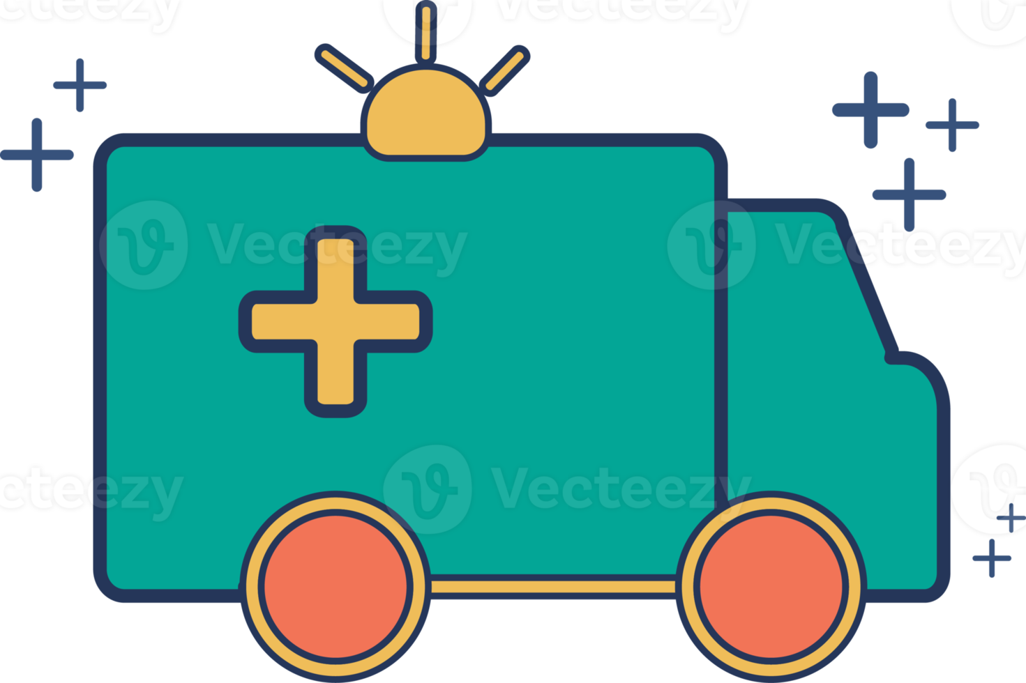 Ambulance icon illustration glyph style design with color and plus sign. png