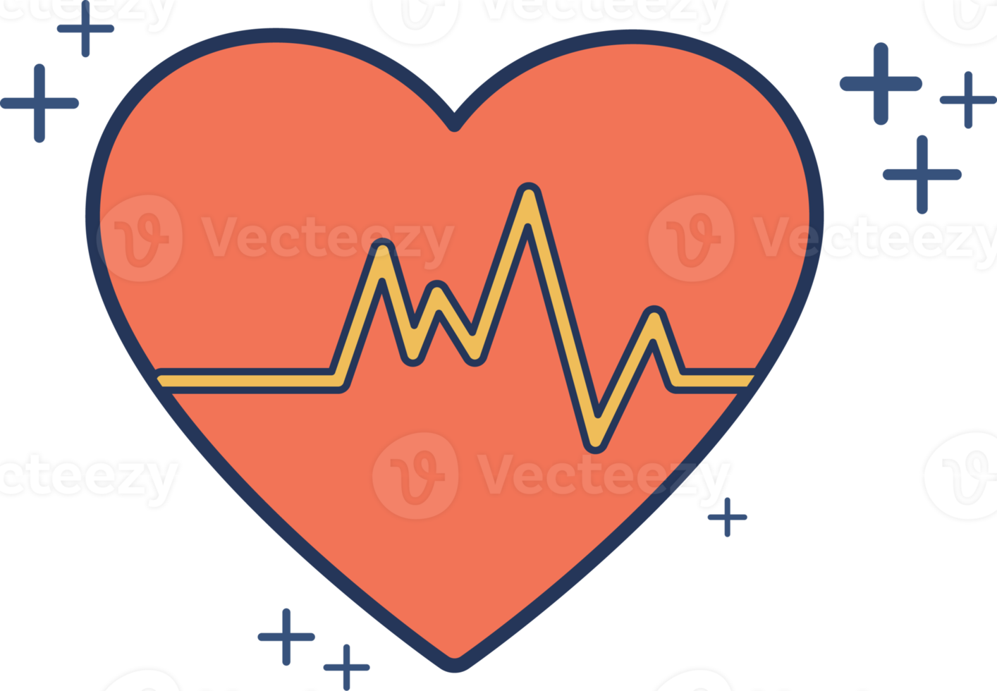 Heart rate icon illustration glyph style design with color and plus sign. png