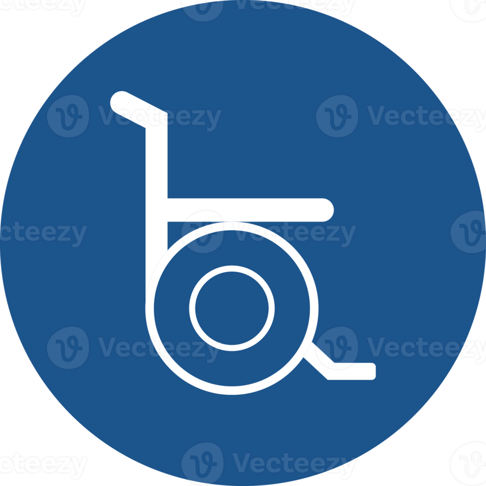 Wheel chair icons design in blue circle. png