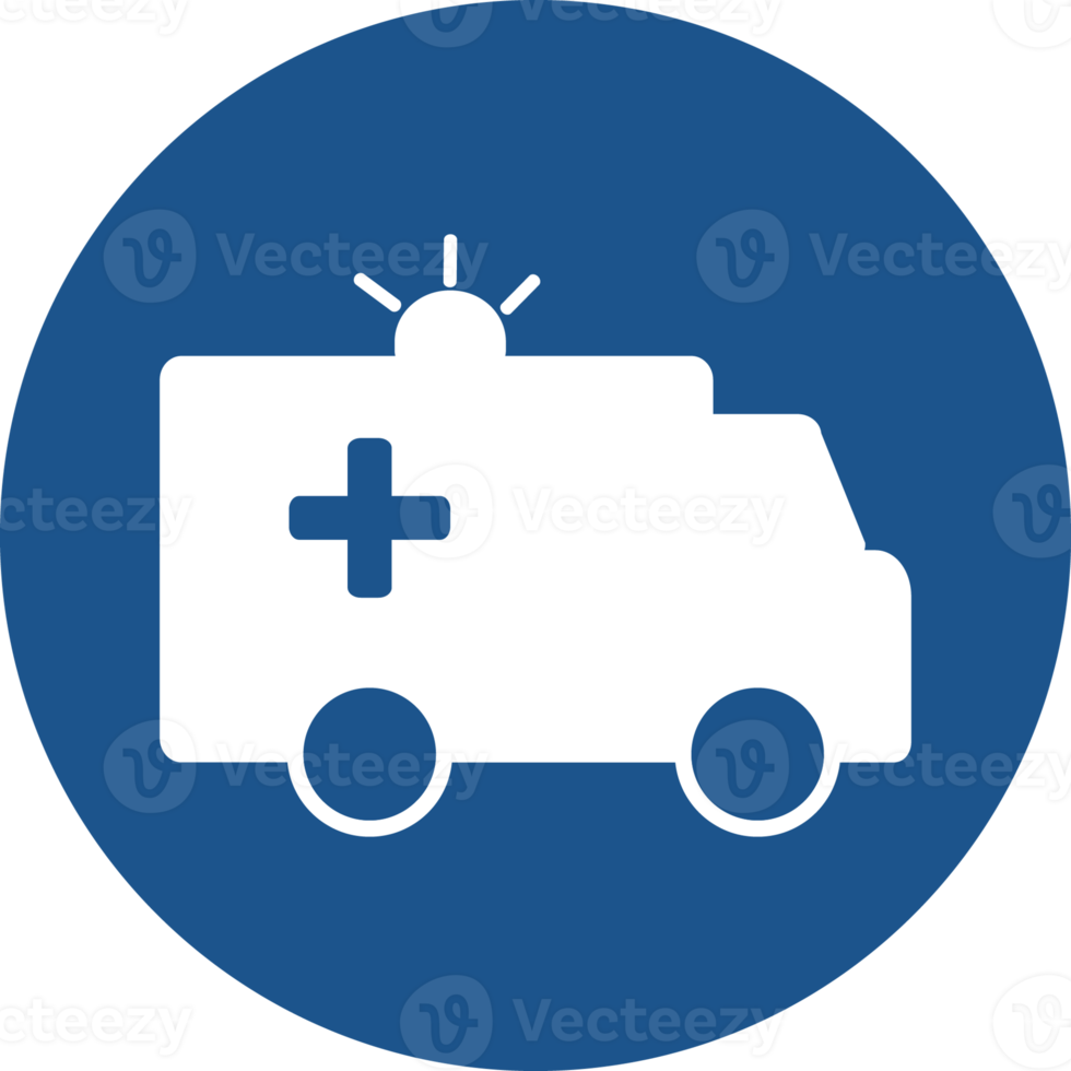 Ambulance icons design in blue circle. png