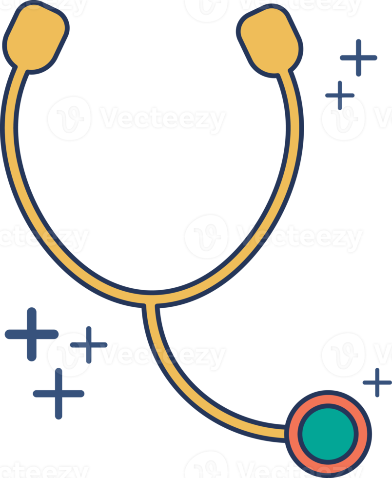 Stethoscope icon illustration glyph style design with color and plus sign. png