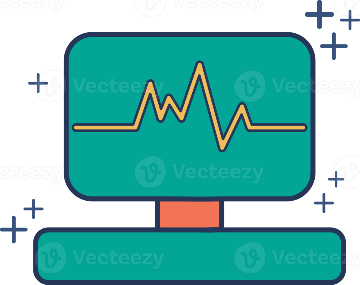 diseño de estilo de glifo de ilustración de icono de electrocardiograma con color y signo más. png