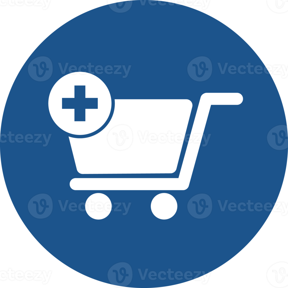 Shopping cart add on order icons design in blue circle. png