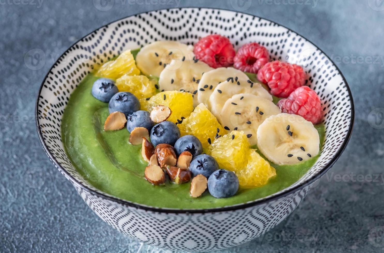 Bowl of avocado spinach smoothie photo