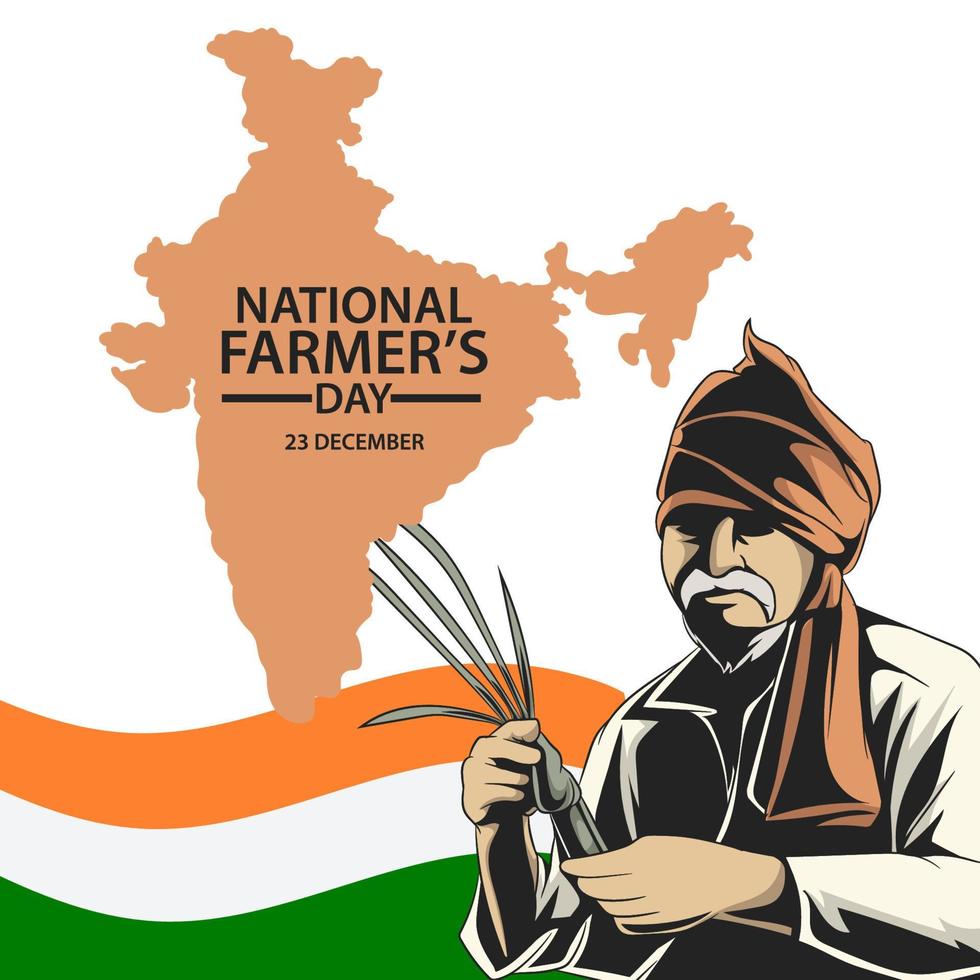 National Farmers' Day, December 23 to honour India's farmers. vector