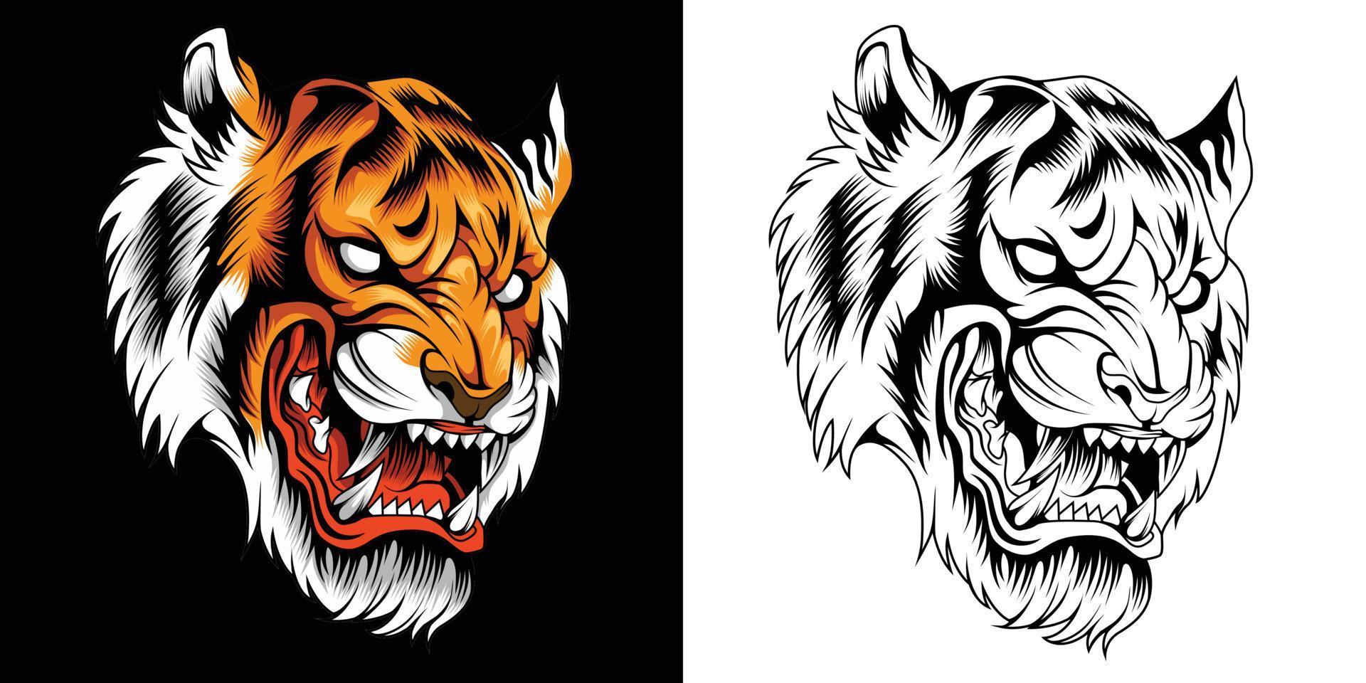tiger head in detailed style vector