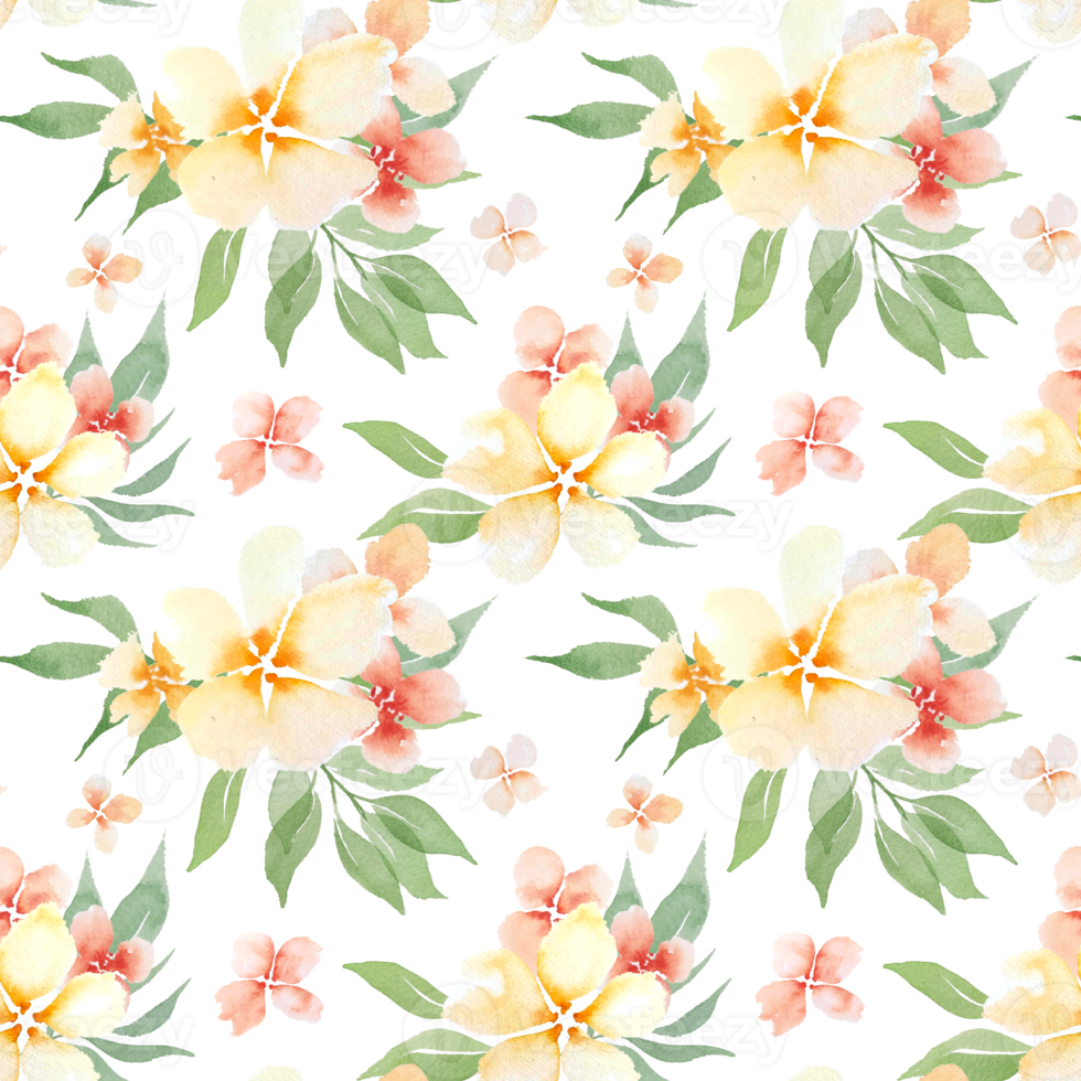 Watercolor peach flowers seamless pattern png