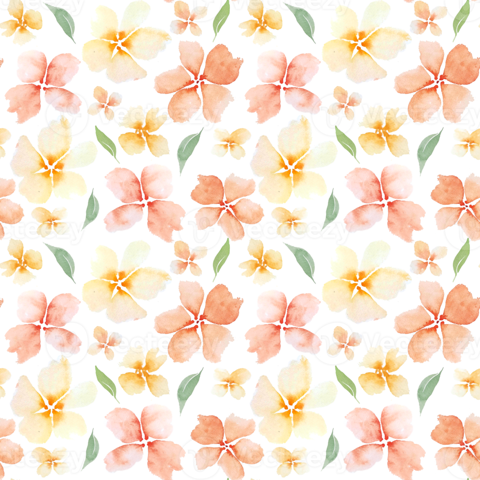 Watercolor peach flowers seamless pattern png