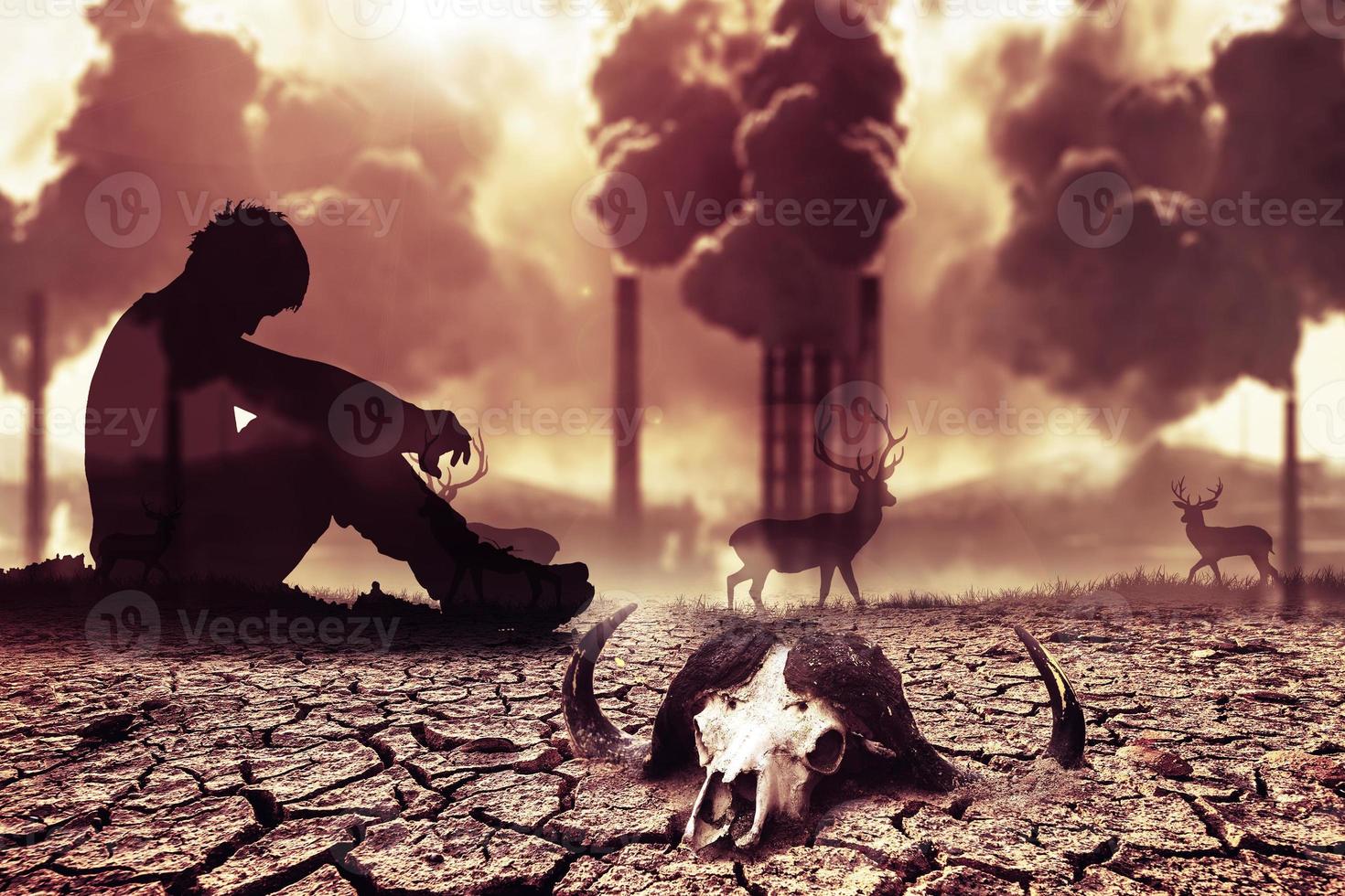 The concept of the effects of air pollution on living organisms photo