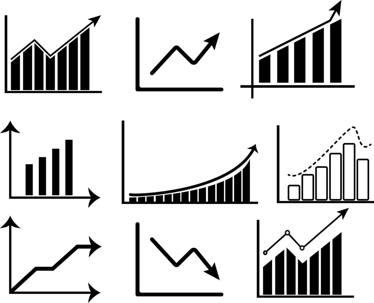 Set of Charts icon template.Trend and more symbol vector sign isolated on white background vector illustration