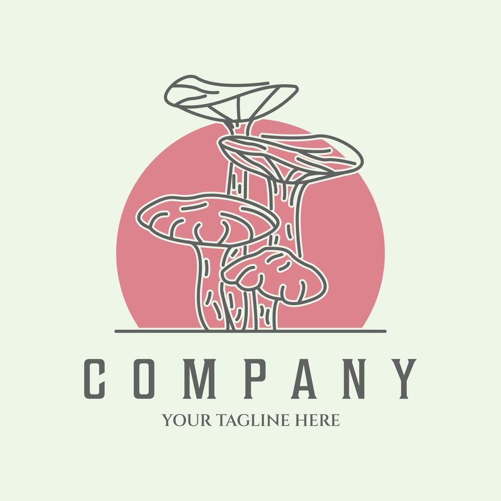 mushroom logo line art icon design minimalist illustration vector