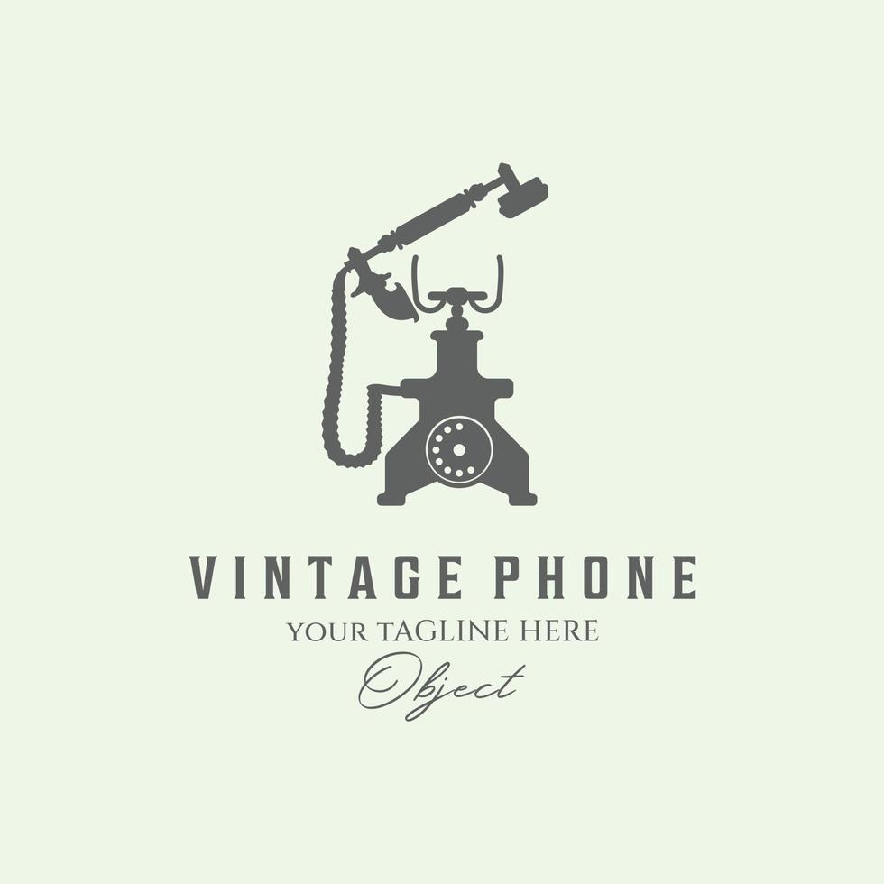 telephone vintage retro minimalist design illustration logo design or phone minimalist design vintage vector