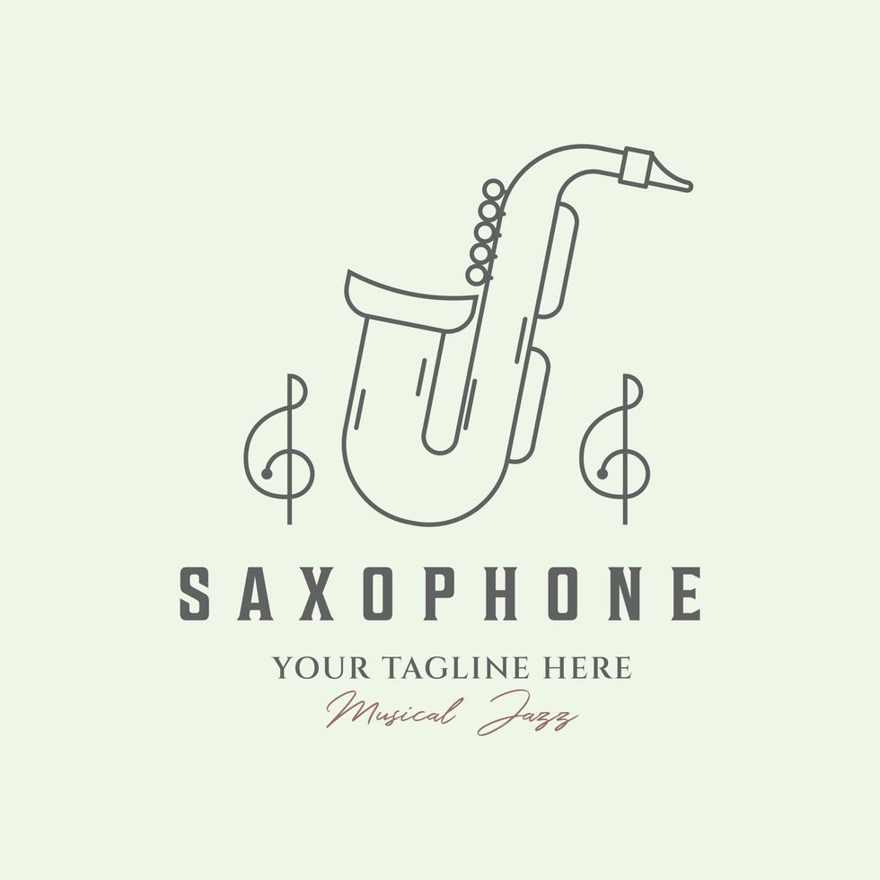 saxofón línea arte diseño logo minimalista ilustración vector