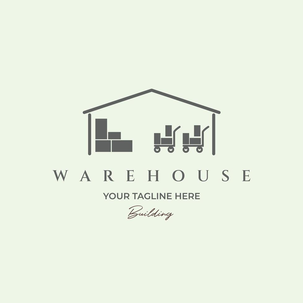 warehouse logo icon vintage minimalist design vector