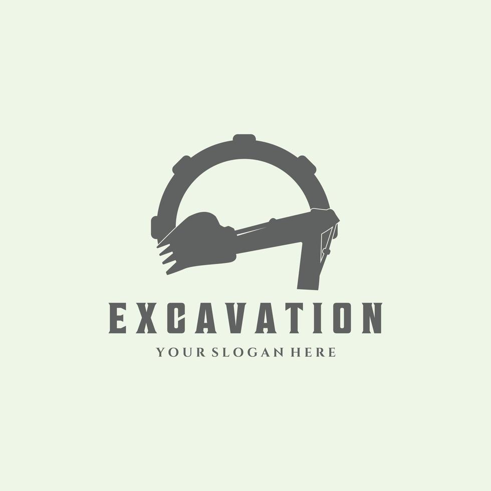 excavation vintage logo design minimalist illustration icon vector