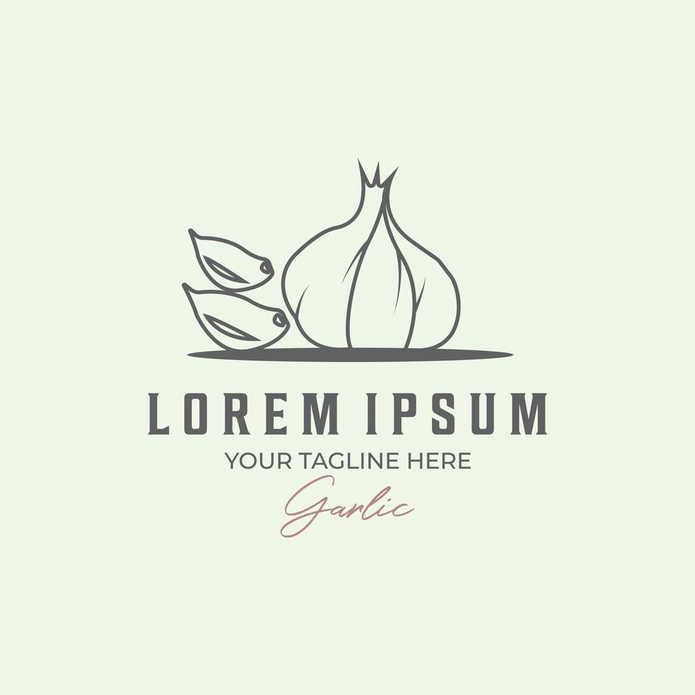 garlic line art logo design minimalist illustration icon vector