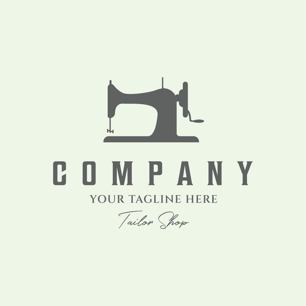 tailor shop vintage logo design minimalist illustration or sewing clothes vector
