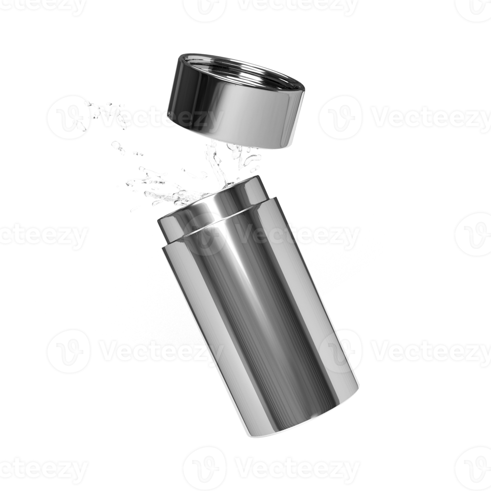 Stainless mug ice splash object transparent png