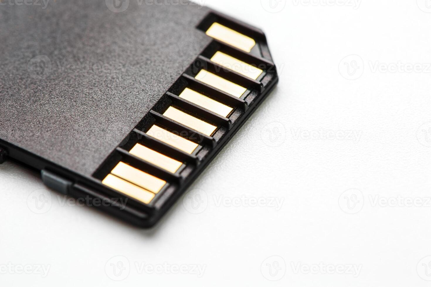 Black SD memory card on a white background, isolate photo