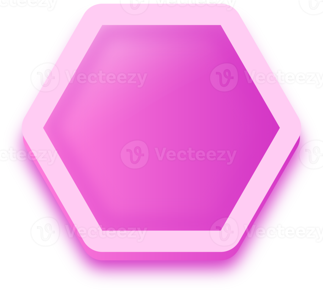 Polygon shape buttons in pink colors. User interface element illustration. png