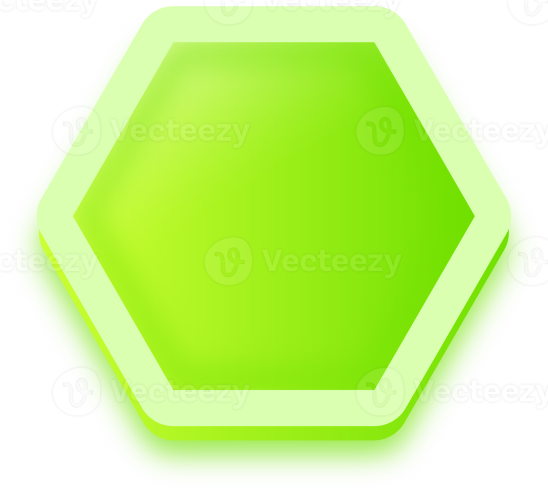 Polygon shape buttons in green colors. User interface element illustration. png