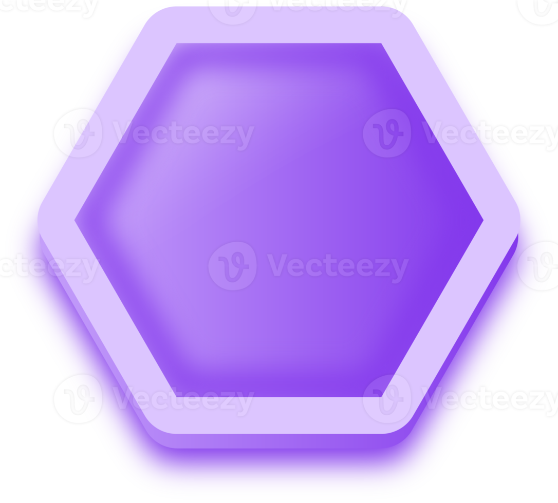 boutons en forme de polygone aux couleurs violettes. illustration d'élément d'interface utilisateur. png