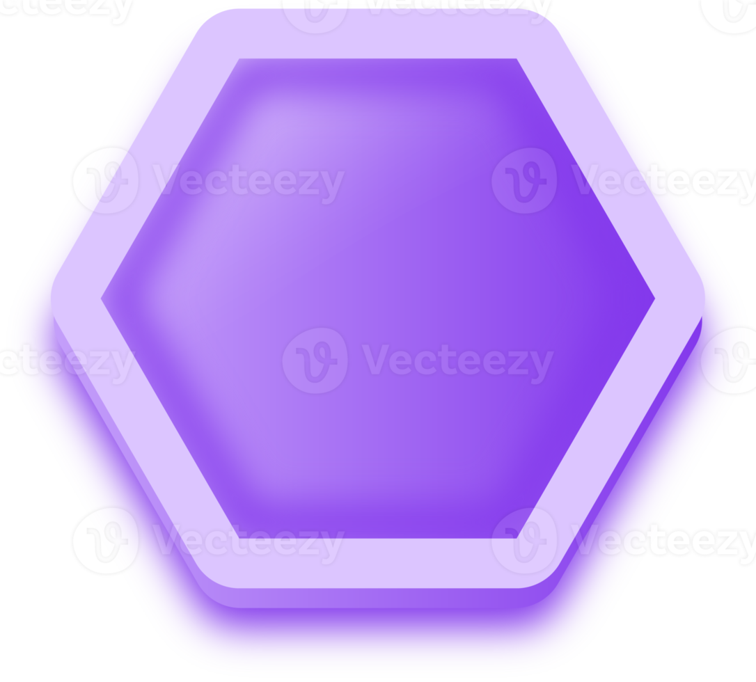 Polygon shape buttons in purple colors. User interface element illustration. png