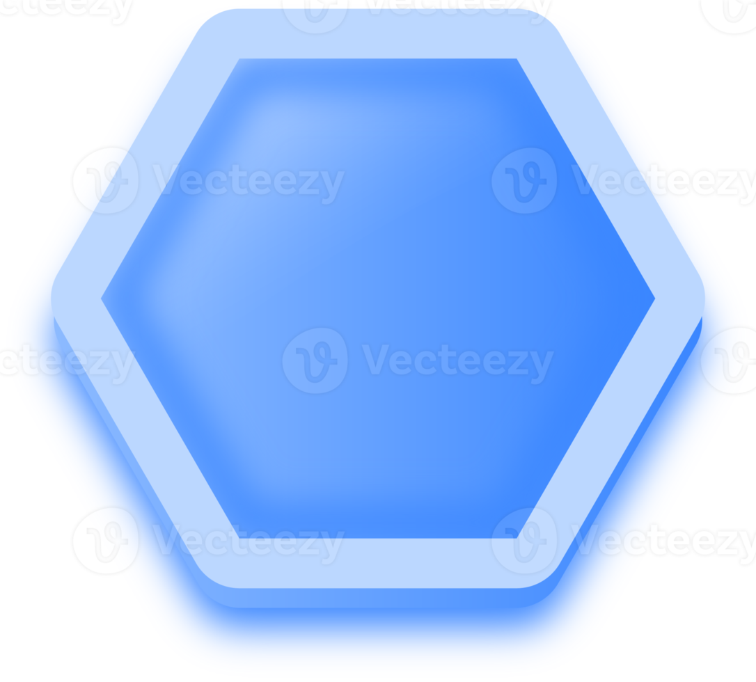 botones de forma de polígono en colores azules. ilustración de elemento de interfaz de usuario. png