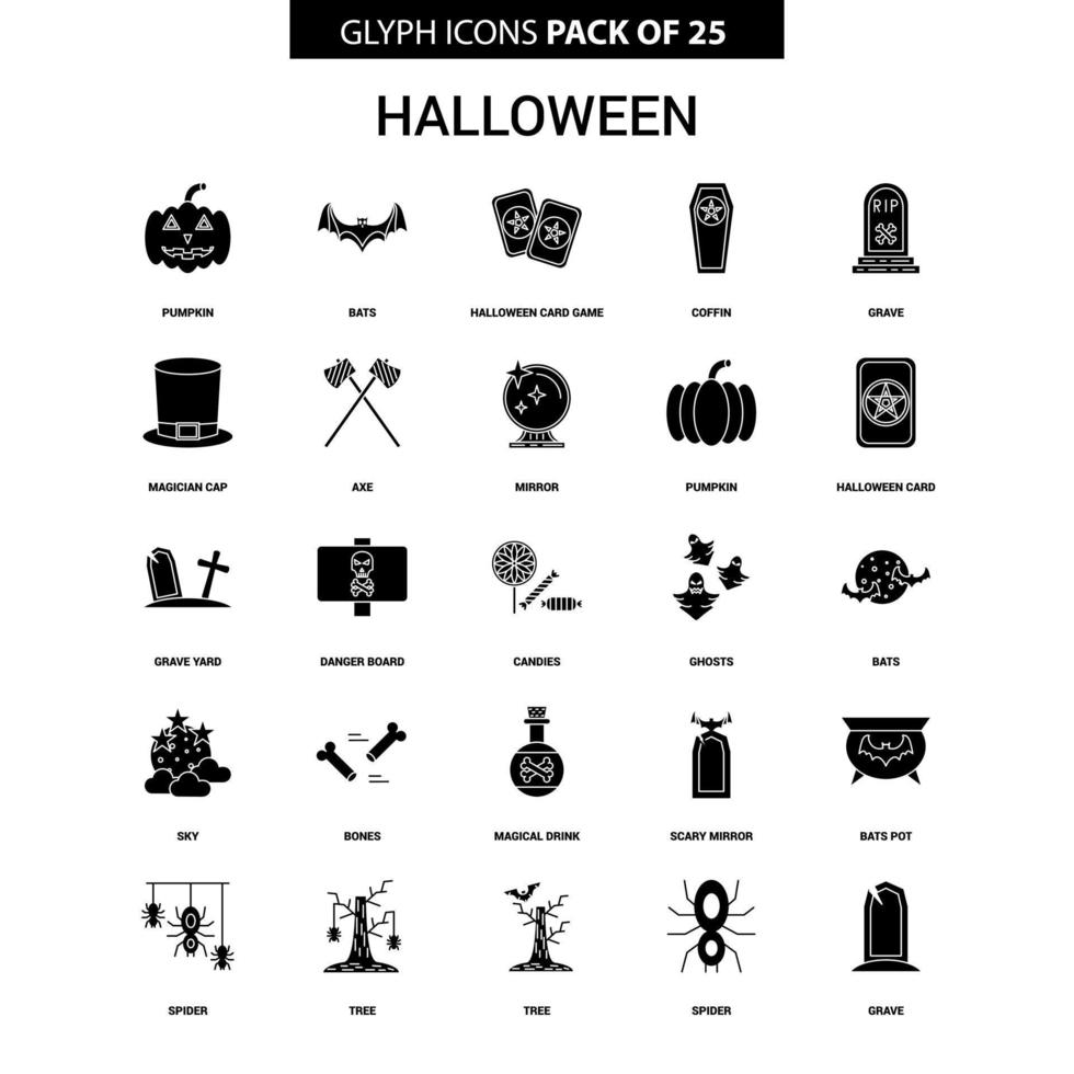 Halloween Glyph Vector Icon set