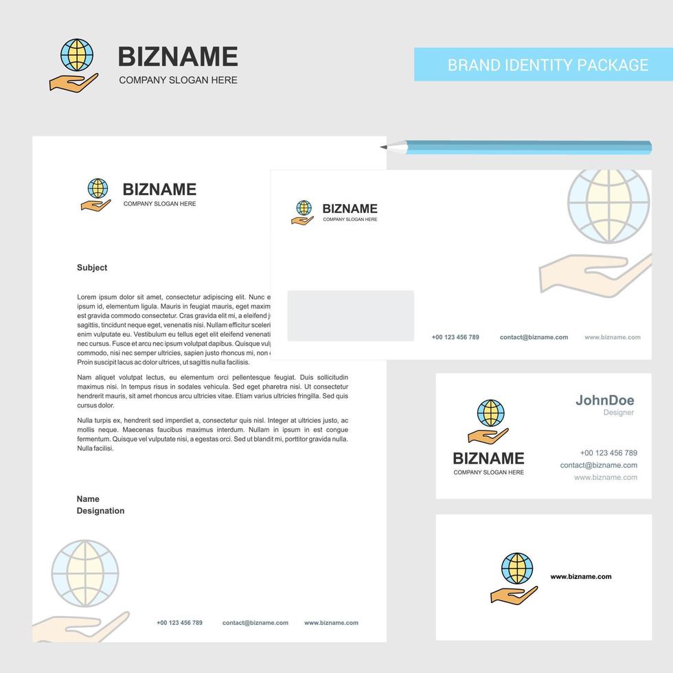 Safe world Business Letterhead Envelope and visiting Card Design vector template