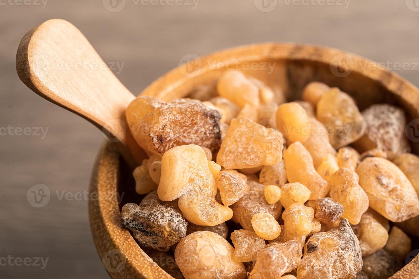 Frankincense or olibanum aromatic resin used in incense and perfumes. photo