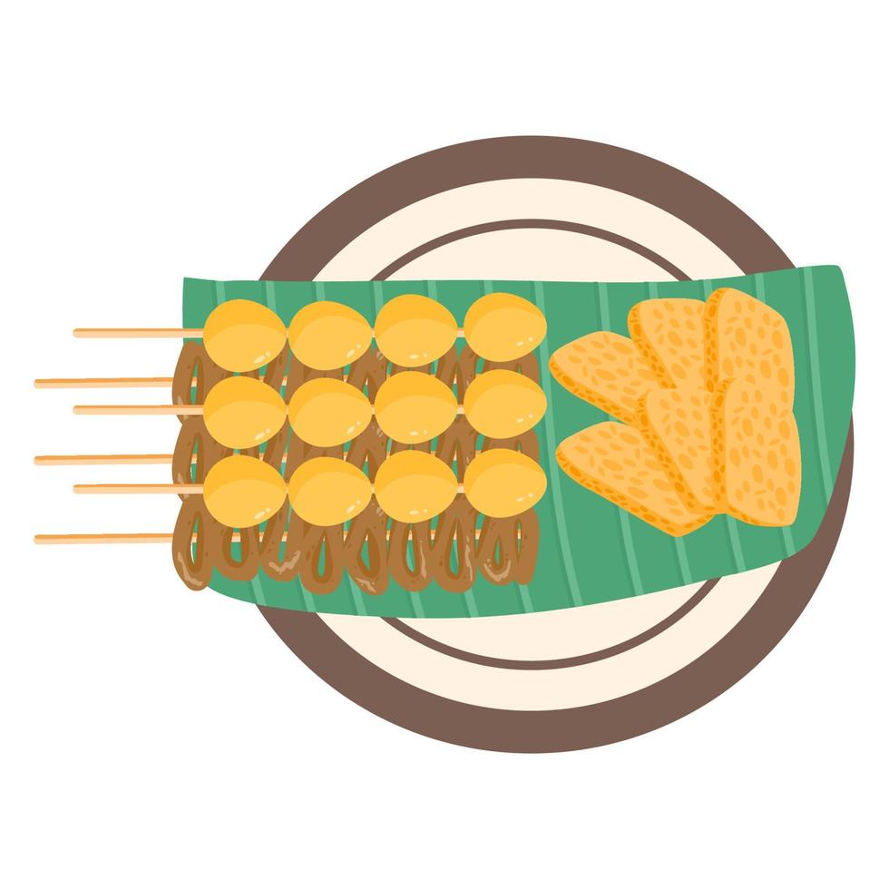 Indonesian street food, Chicken intestine satay vector