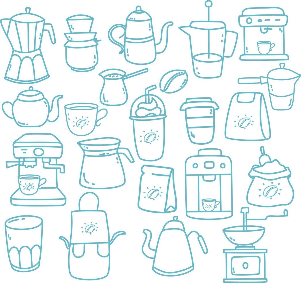hand drawn coffeemakers icon vector