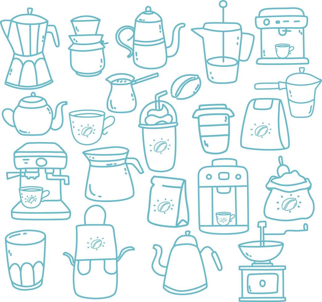 hand drawn coffeemakers icon vector