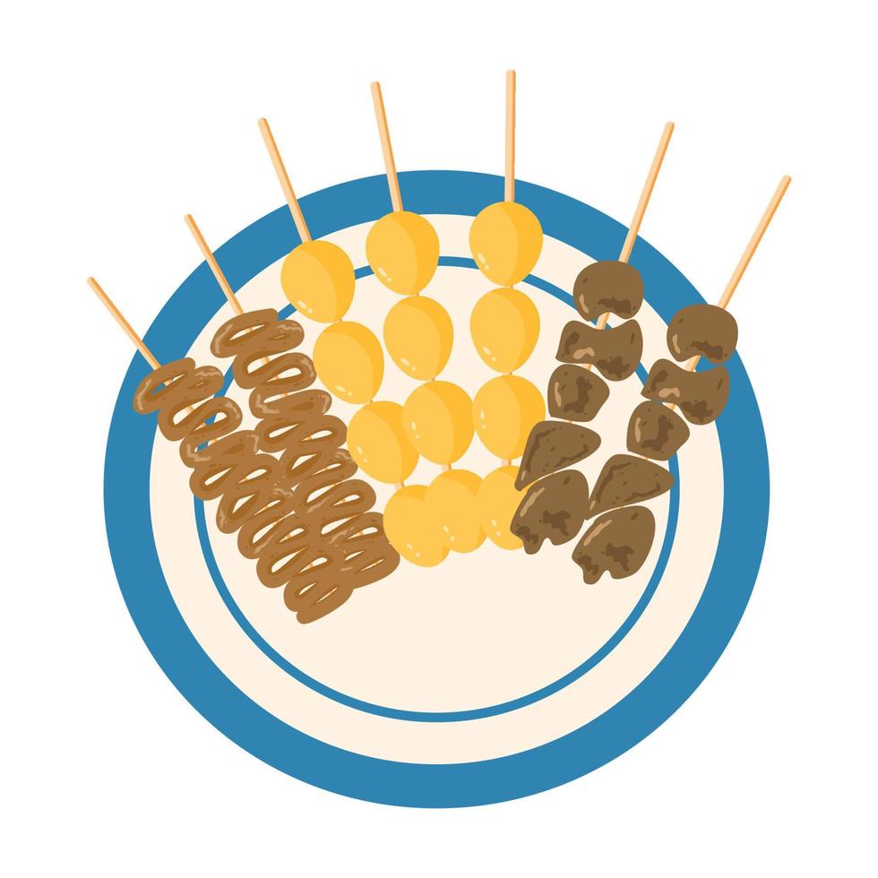 comida tradicional indonesia - sate usus vector