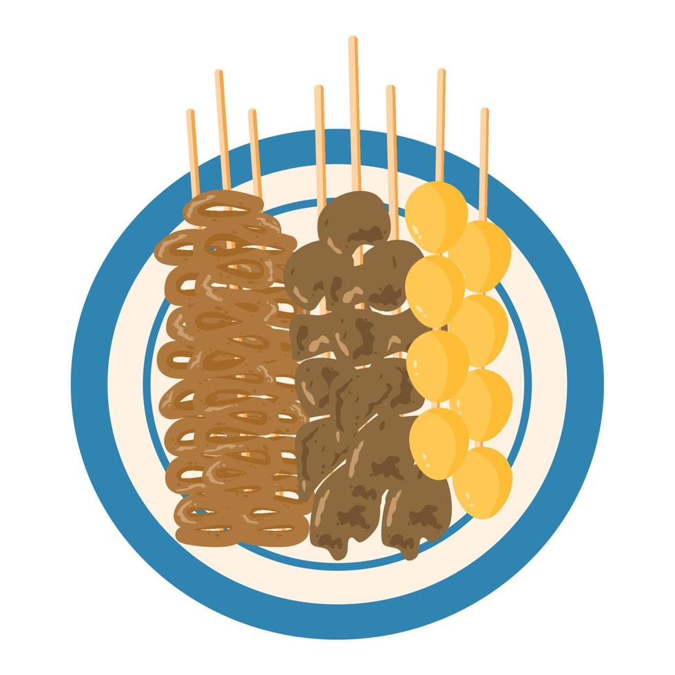 sate jeroan. cocina tradicional indonesia vector