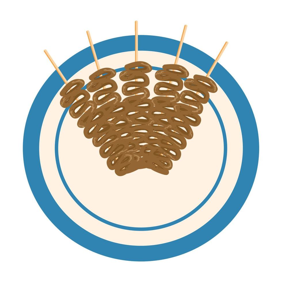 Sate Usus Indonesia - Chicken intestine satay vector