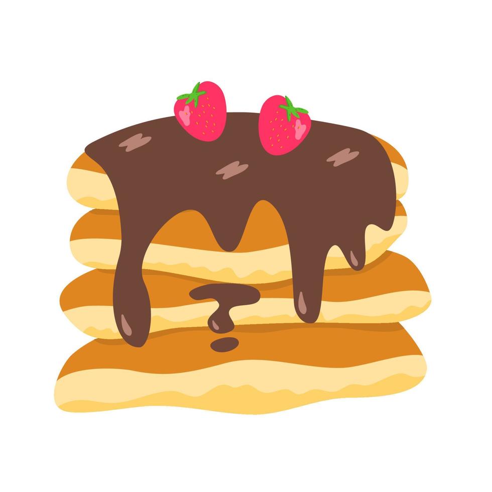 14.epsPancakes with chocolate sauce breakfast vector