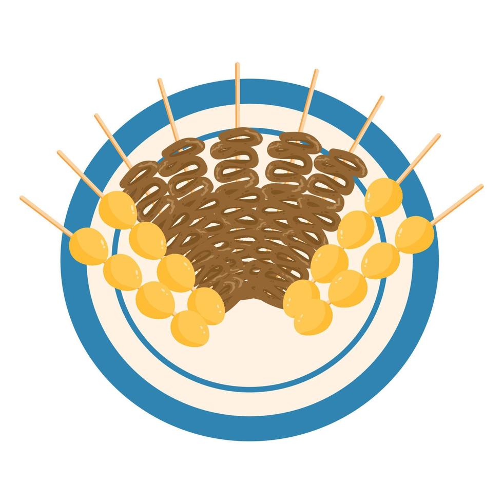 sate usus comida indonesia vector