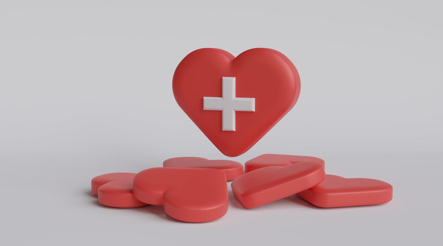 3D heart background, heartbeat, red heart rate. Medical concept, health check, blood pressure measurement, good health care, healthy pulse, medical pulsometer element. 3d rendering illustration. photo