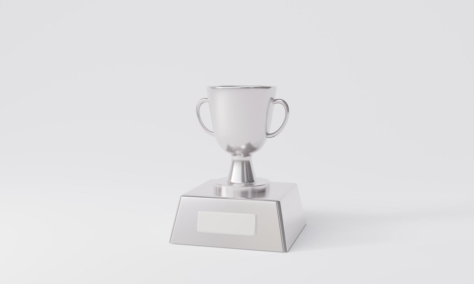 trofeos para los ganadores. conjunto de trofeos de oro, plata y bronce sobre fondo blanco. concepto ganador, diseño de premios, logro, 1°, 2°, 3° lugar. ilustración de renderizado 3d foto