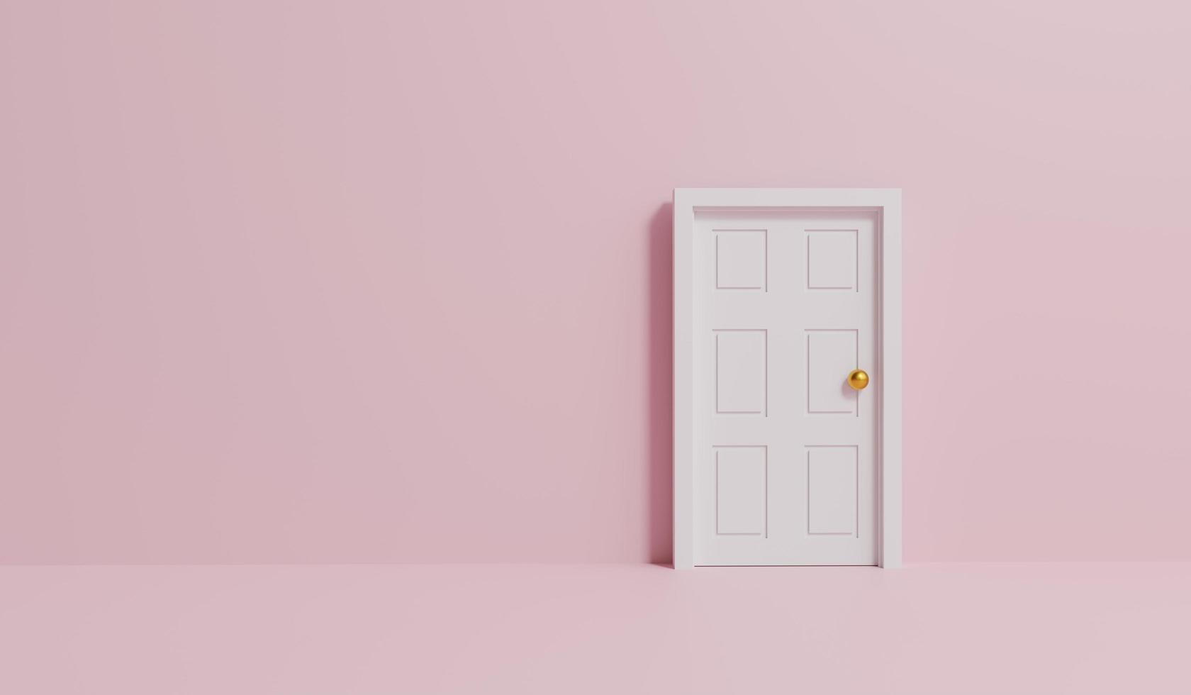 white doors with one that opened were lit by a white light. business concept of choice or the right way. 3D rendering illustration photo