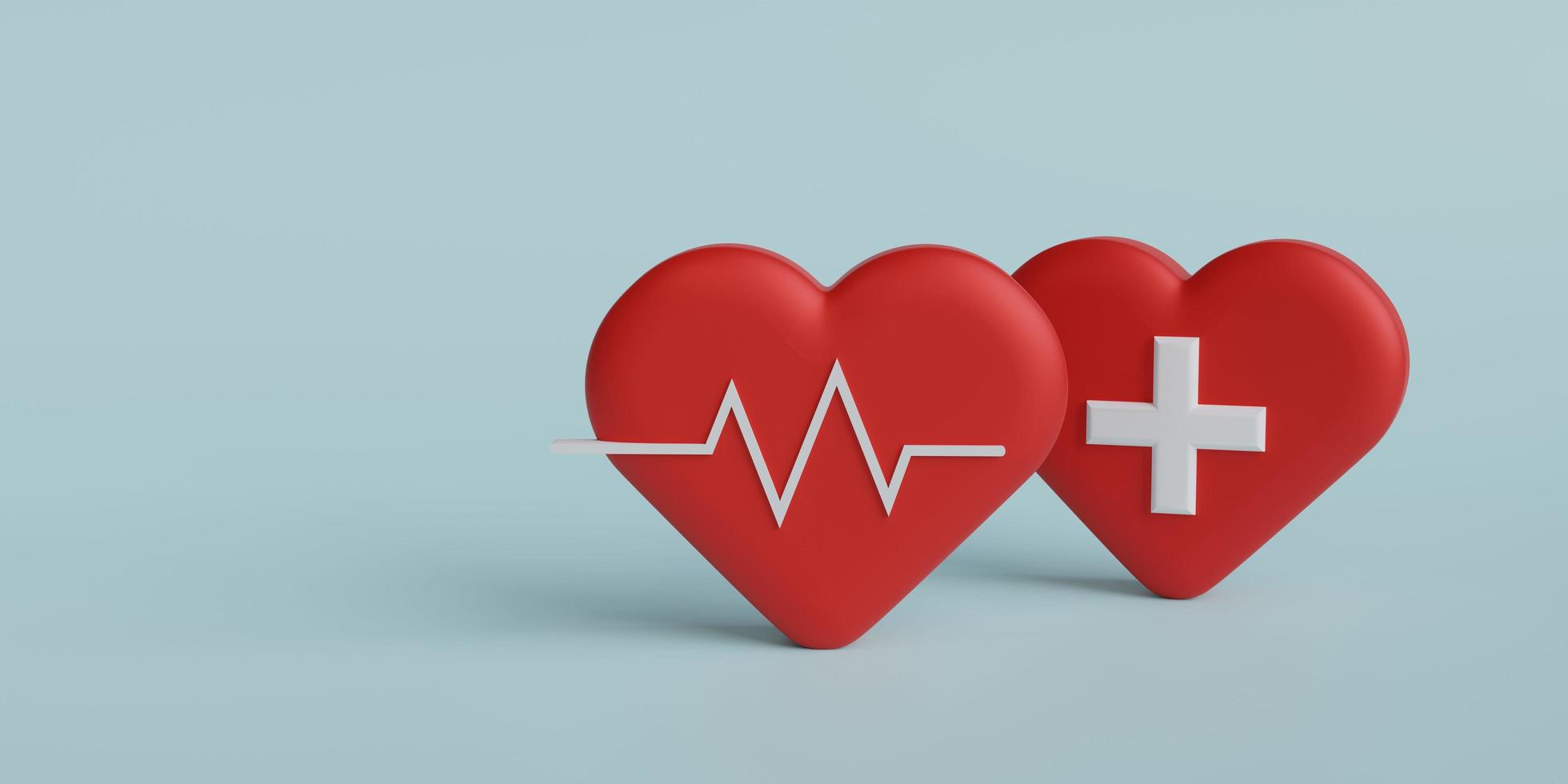 3D heart background, heartbeat, red heart rate. Medical concept, health check, blood pressure measurement, good health care, healthy pulse, medical pulsometer element. 3d rendering illustration. photo
