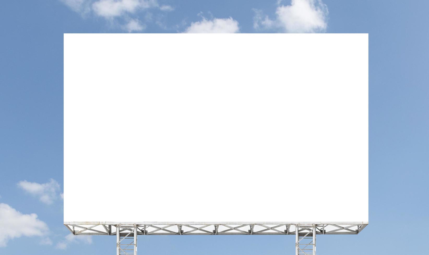 Outdoor billboard on blue sky background with white background mock up. clipping path photo